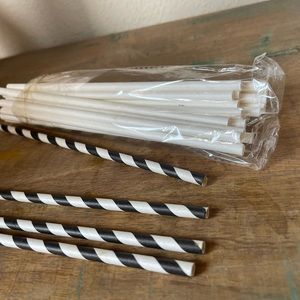 New Paper Party Straws Nye Holiday Christmas Black And White Bulk Lot Halloween